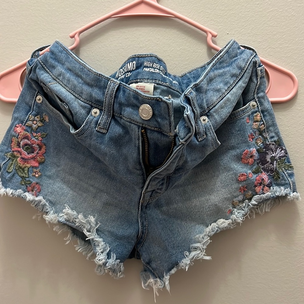 Massimo supply co Embroidery Jean Shorts